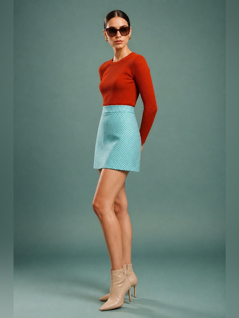 Talbots Teal Geometric MIDI Pencil Skirt, Sz 16 Business Casual, Preppy, NWT $90
